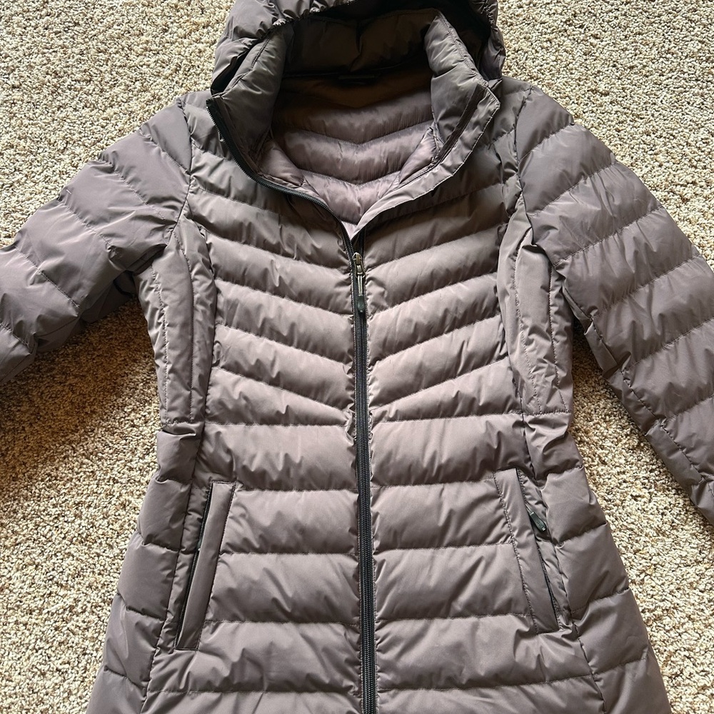 32 Degrees Taupe Hooded Quilted Puffer Coat